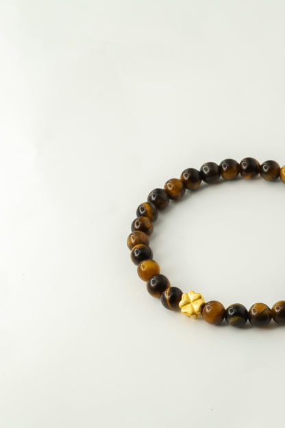 24 karat, 24-karat, 24k, 99,99% gold, lucky clover bead beaded bracelet 