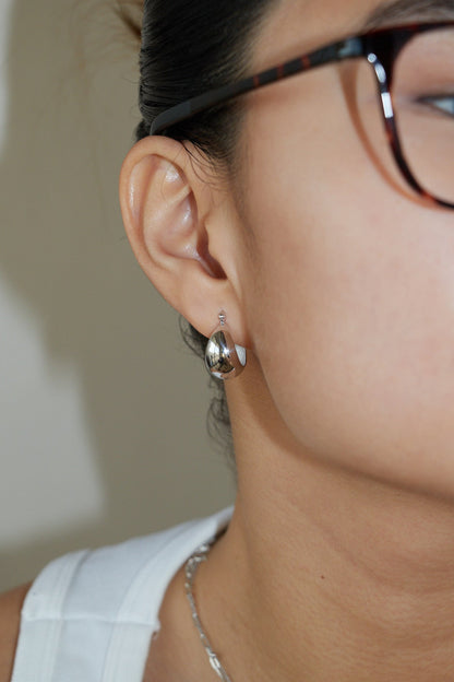 Dome Hoops (White Gold)