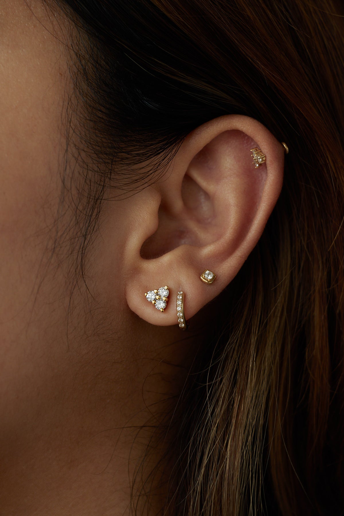 Tri-Diamond Earrings