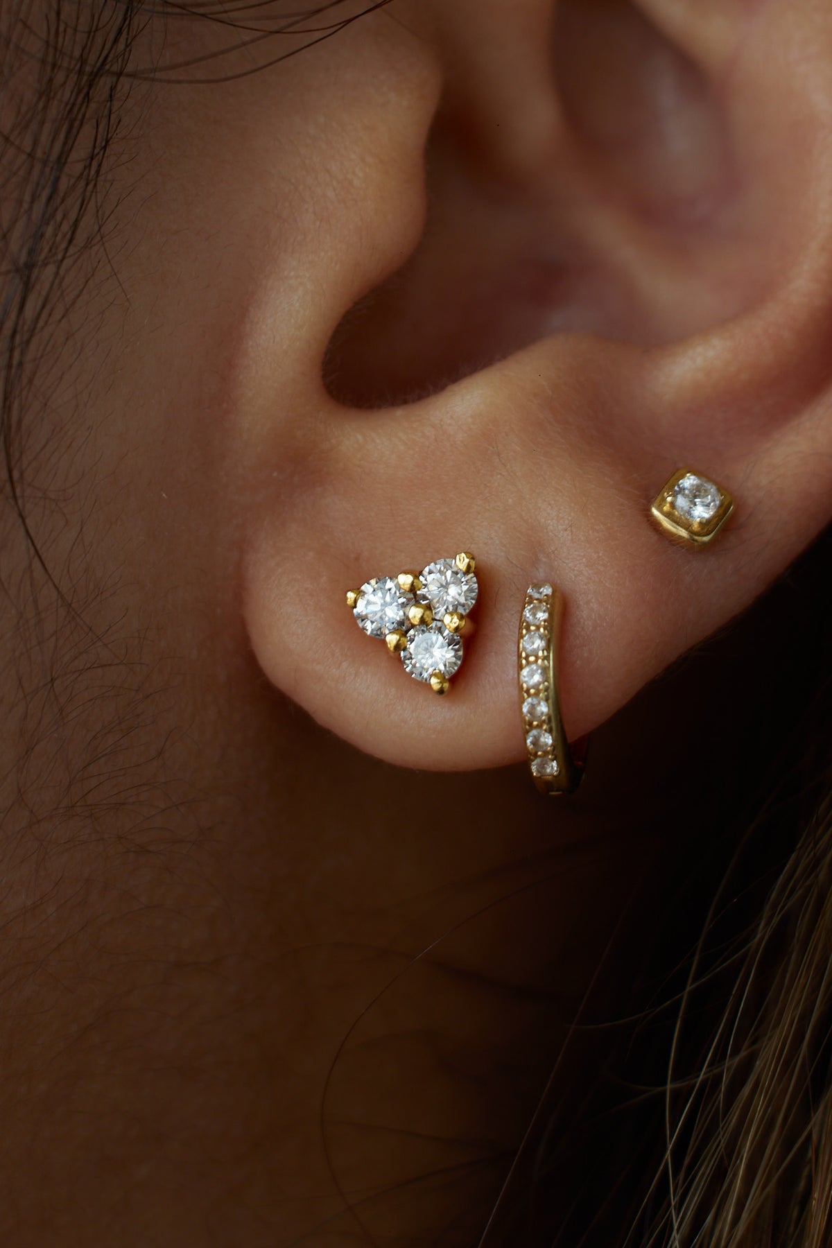 Tri-Diamond Earrings