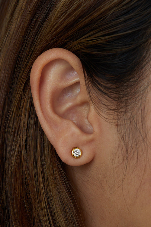 Bezel Diamond Earrings