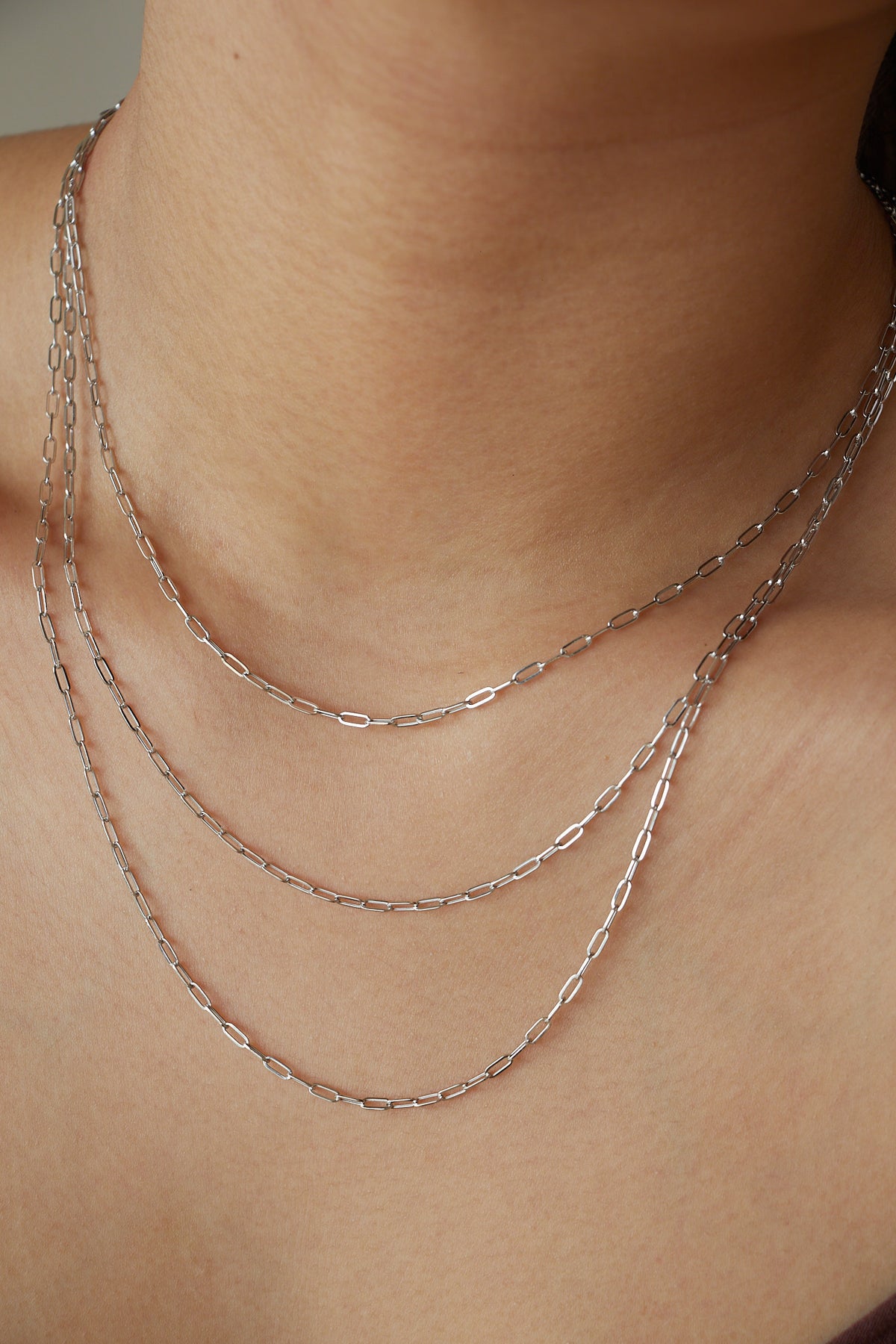 Lightweight Paper clip chain. Paperclip. 18K Saudi Gold Fine Jewelry Jewellery in the Philippines. 18 karat fine jewelry solid gold jewelry. Classy Minimal Dainty. High quality. Necklace. White Gold.
