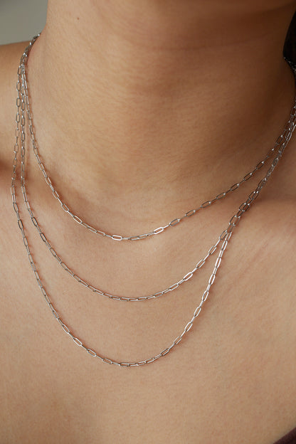 Lightweight Paper clip chain. Paperclip. 18K Saudi Gold Fine Jewelry Jewellery in the Philippines. 18 karat fine jewelry solid gold jewelry. Classy Minimal Dainty. High quality. Necklace. White Gold.
