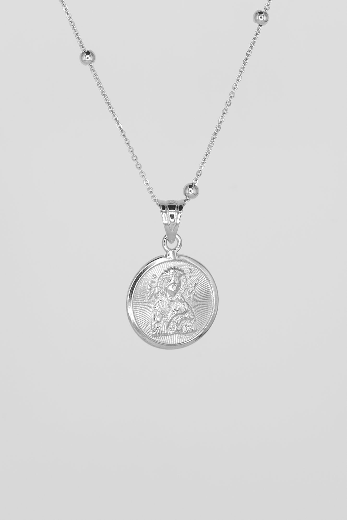 Sacred Heart & Perpetual Help Mini Pendant (White Gold)