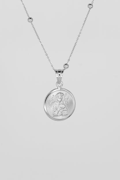 Sacred Heart & Perpetual Help Mini Pendant (White Gold)