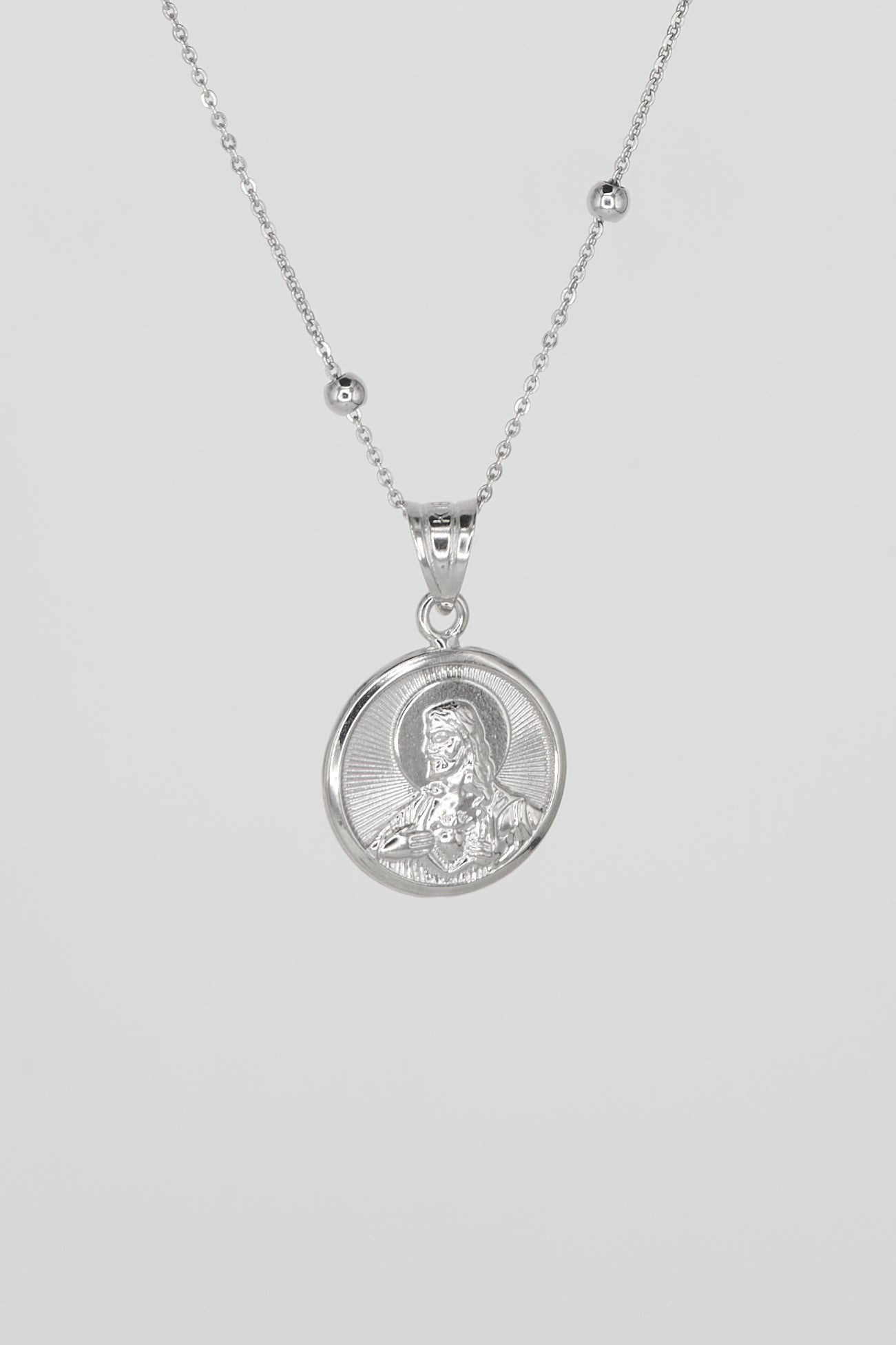 Sacred Heart & Perpetual Help Mini Pendant (White Gold)