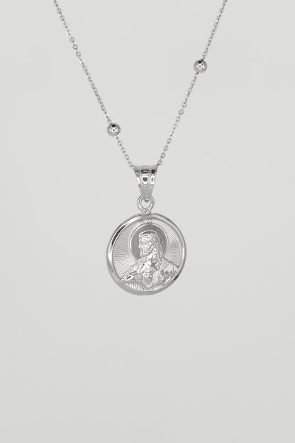 Sacred Heart & Perpetual Help Mini Pendant (White Gold)