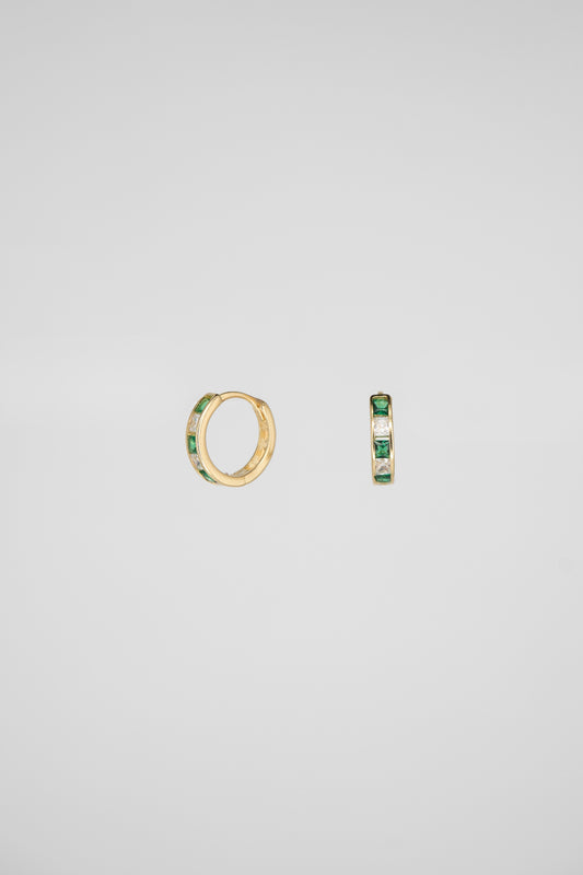 Green & White Channel Set Huggie