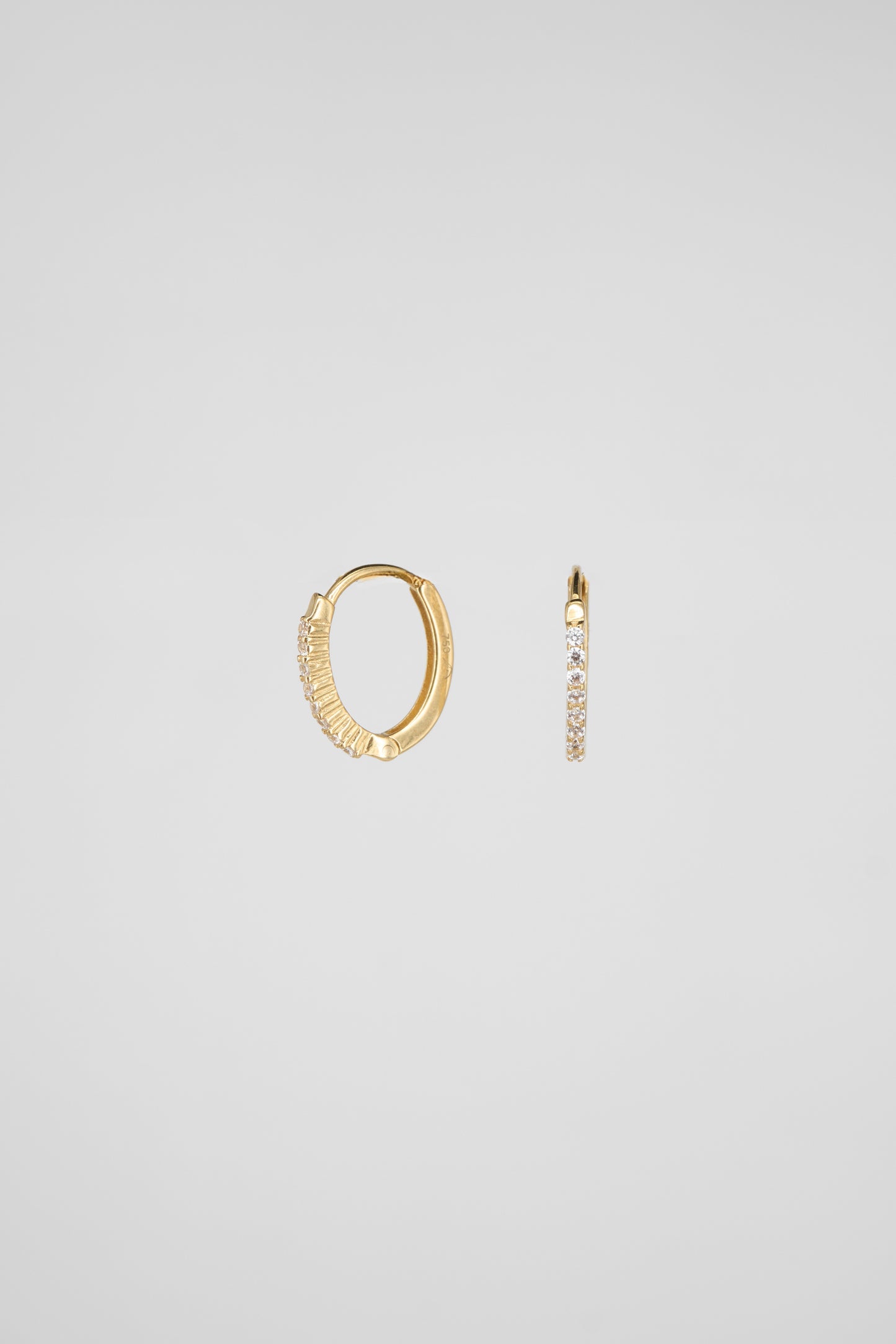 Half Pavé Flat Oval Huggie