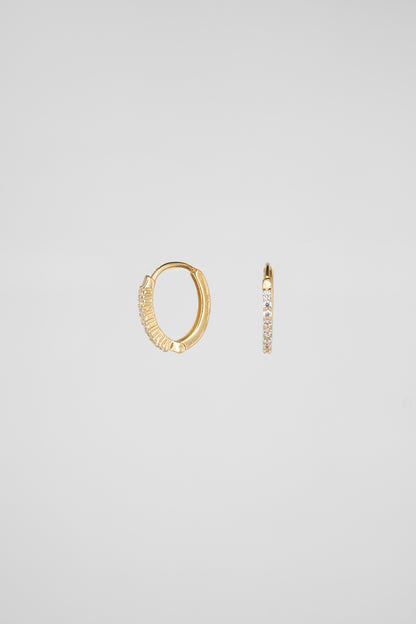 Half Pavé Flat Oval Huggie