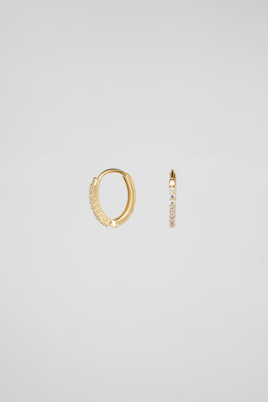 Half Pavé Flat Oval Huggie