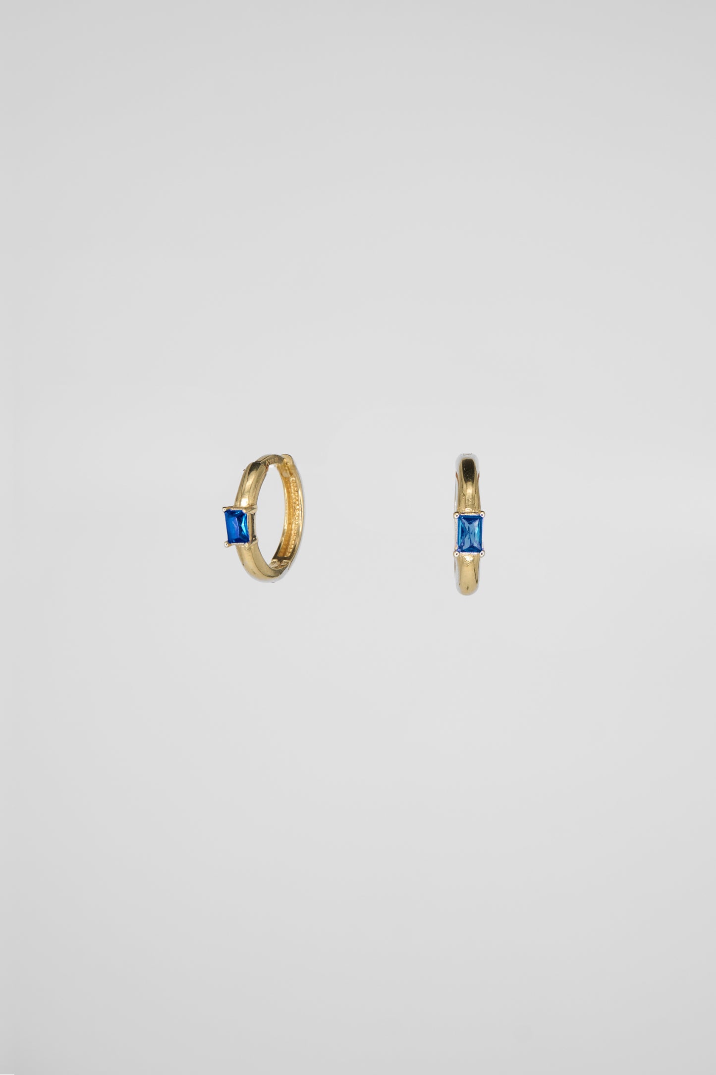 Blue Emerald Cut Huggie