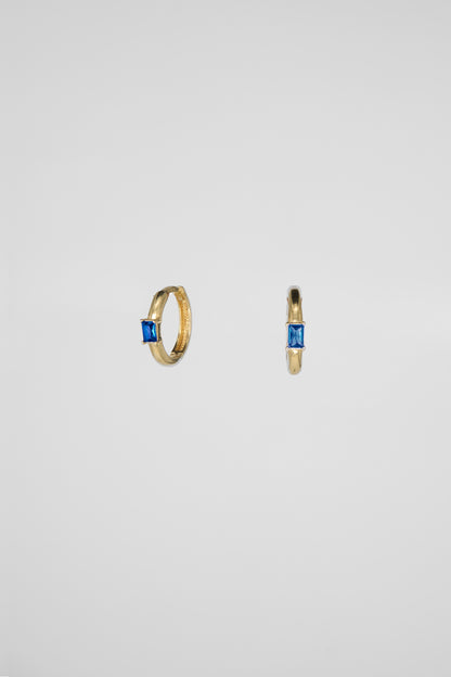 Blue Emerald Cut Huggie