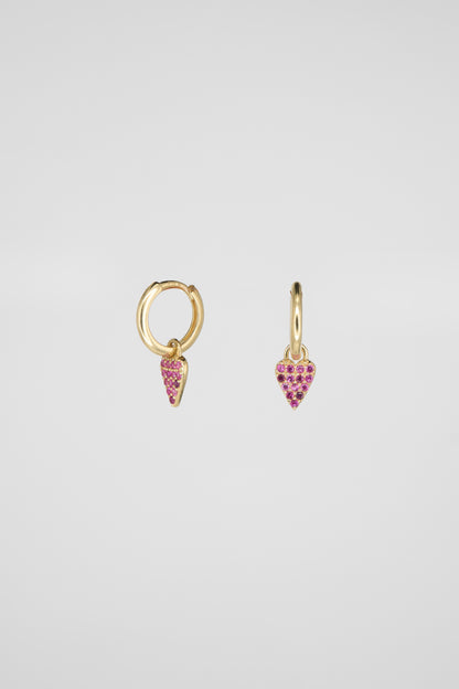 Pink Dangle Heart Huggie