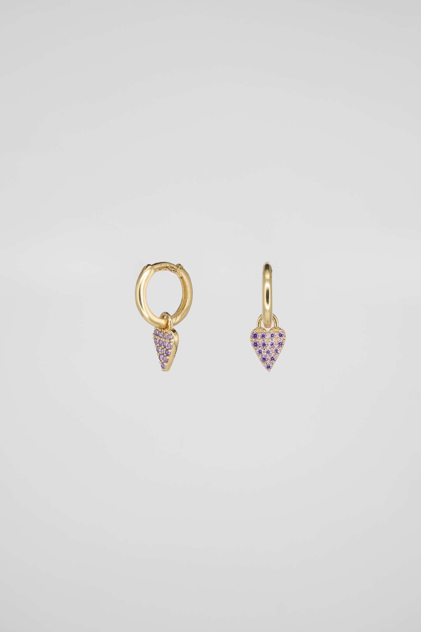 Purple Dangle Heart Huggie
