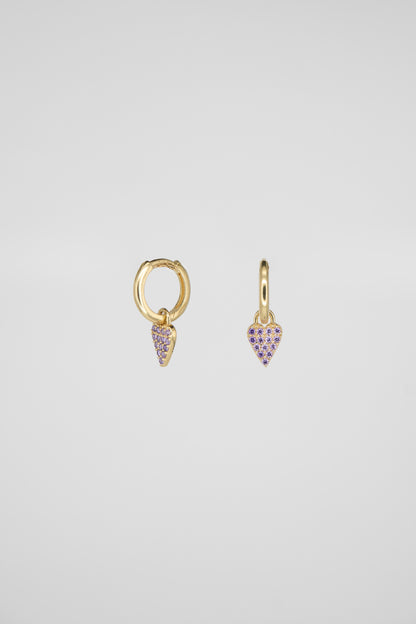 Purple Dangle Heart Huggie