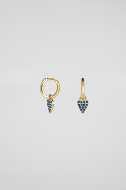 Blue Dangle Heart Huggie